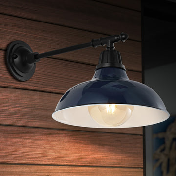 Wallace 12.25" Farmhouse Industrial Indoor/Outdoor Iron LED Victorian Arm Outdoor Sconce